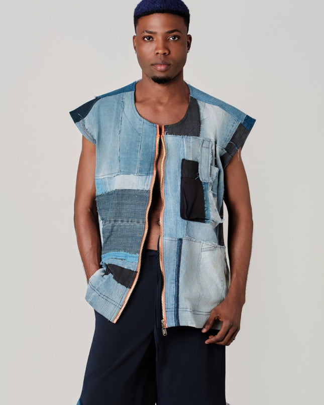Denim Patched Vest