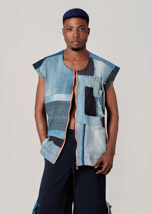 Denim Patched Vest