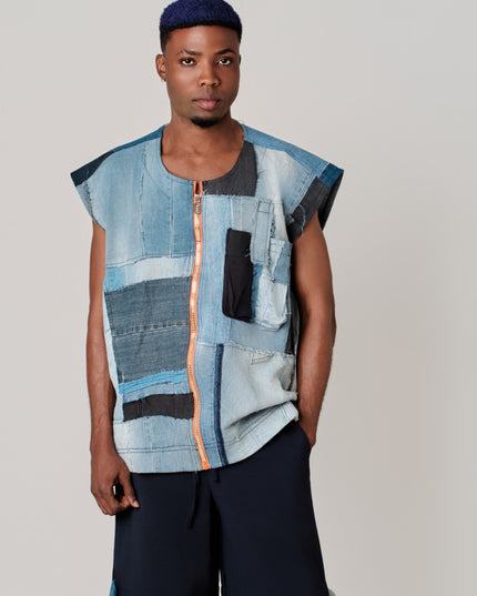 Denim Patched Vest