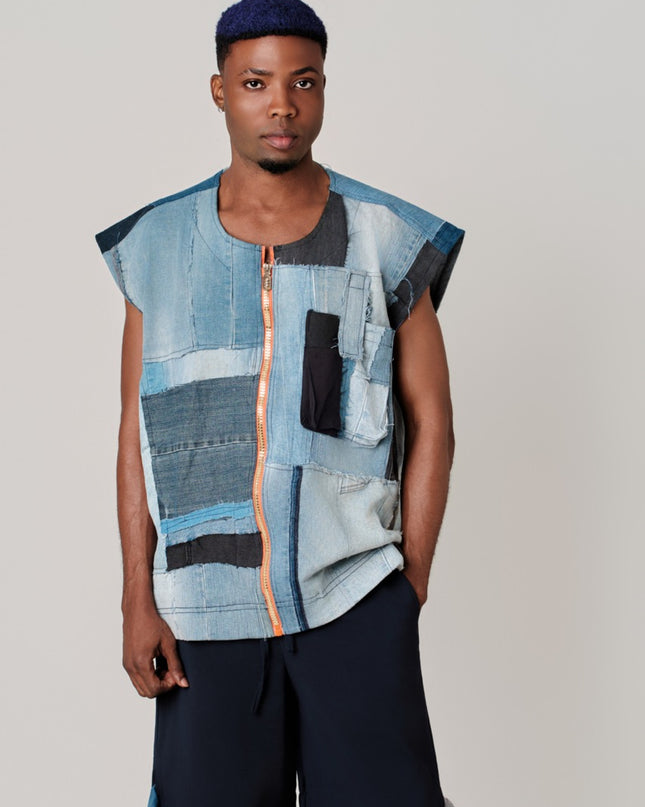 Denim Patched Vest